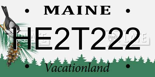 HE2T222 Maine License Plate