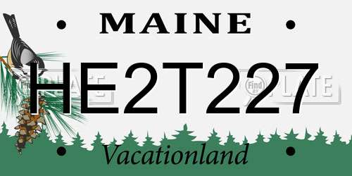 HE2T227 Maine License Plate