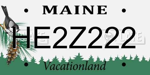 HE2Z222 Maine License Plate