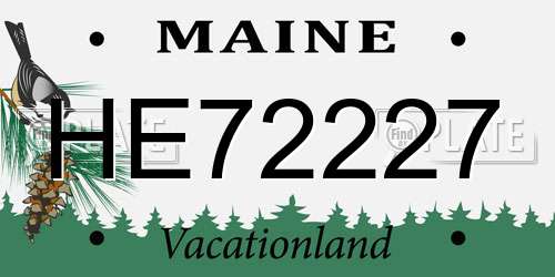 HE72227 Maine License Plate