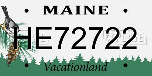 HE72722 Maine License Plate