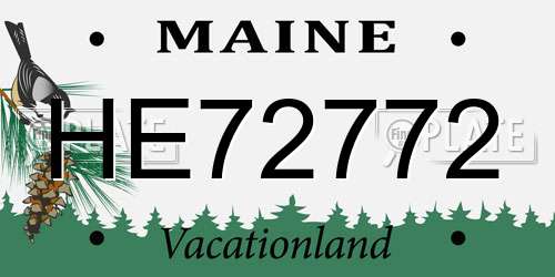 HE72772 Maine License Plate