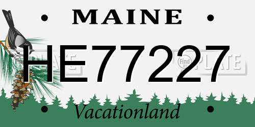 HE77227 Maine License Plate