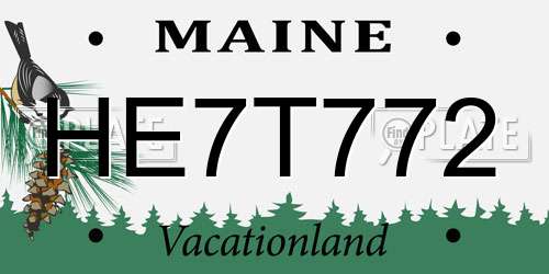 HE7T772 Maine License Plate