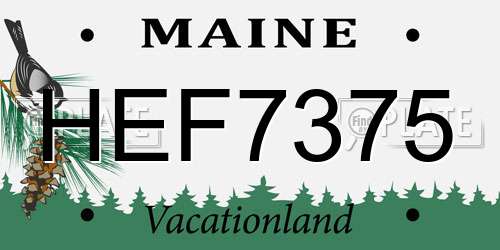 HEF7375 Maine License Plate