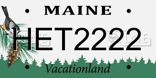 HET2222 Maine License Plate