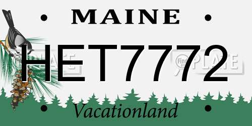 HET7772 Maine License Plate