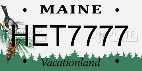HET7777 Maine License Plate
