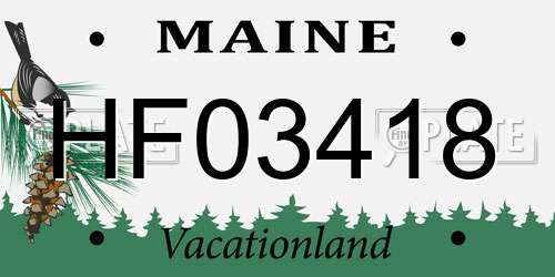HF03418 Maine License Plate