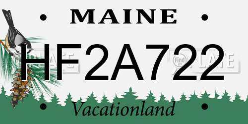 HF2A722 Maine License Plate