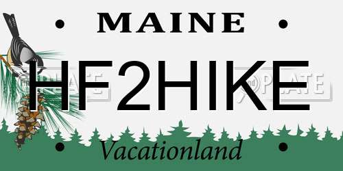 HF2HIKE Maine License Plate