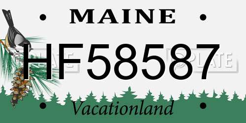 HF58587 Maine License Plate