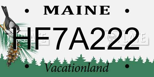 HF7A222 Maine License Plate