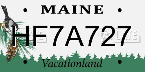 HF7A727 Maine License Plate