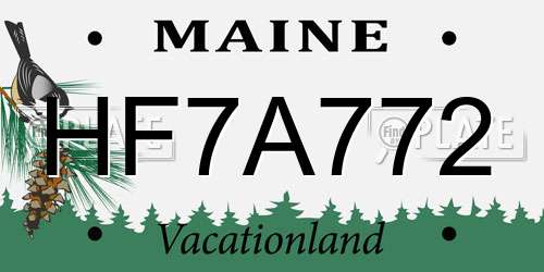 HF7A772 Maine License Plate