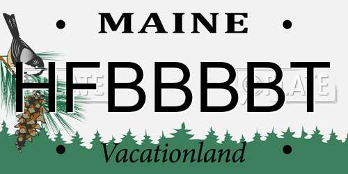 HFBBBBT Maine License Plate