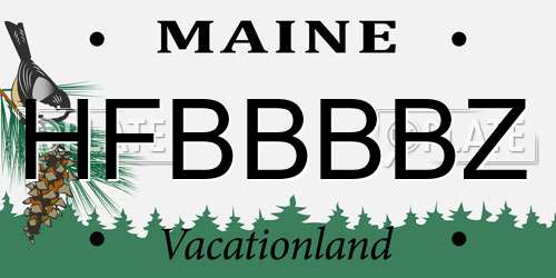HFBBBBZ Maine License Plate