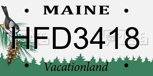 HFD3418 Maine License Plate