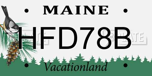 HFD78B Maine License Plate