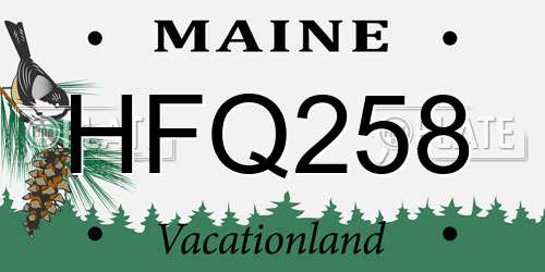 HFQ258 Maine License Plate
