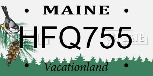 HFQ755 Maine License Plate