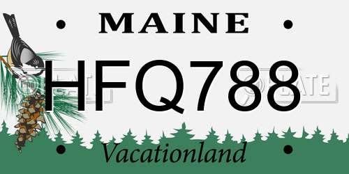 HFQ788 Maine License Plate