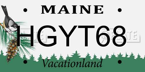 HGYT68 Maine License Plate