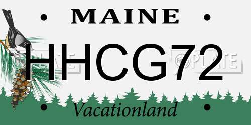 HHCG72 Maine License Plate