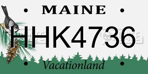HHK4736 Maine License Plate