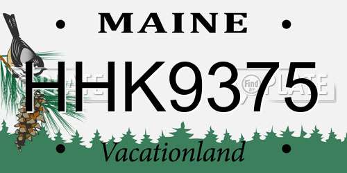 HHK9375 Maine License Plate