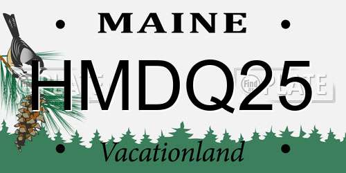 HMDQ25 Maine License Plate