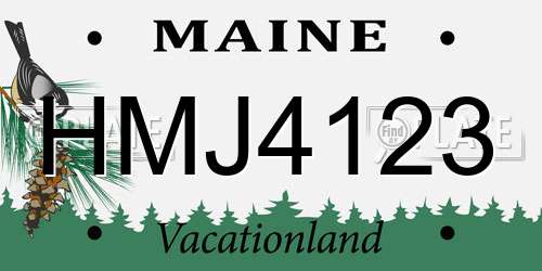 HMJ4123 Maine License Plate