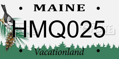 HMQ025 Maine License Plate