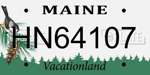HN64107 Maine License Plate