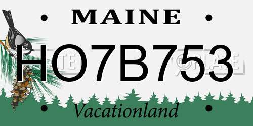 HO7B753 Maine License Plate