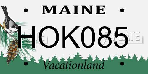 HOK085 Maine License Plate