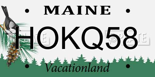 HOKQ58 Maine License Plate