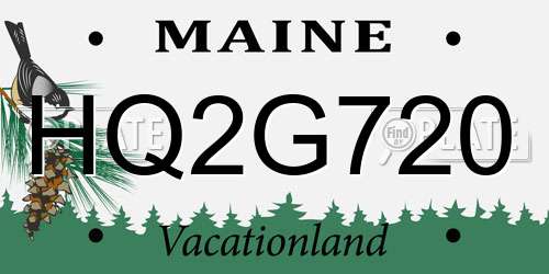 HQ2G720 Maine License Plate