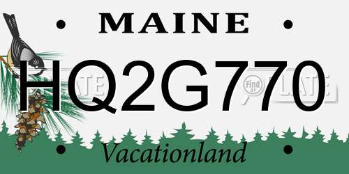 HQ2G770 Maine License Plate
