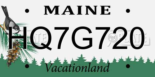 HQ7G720 Maine License Plate