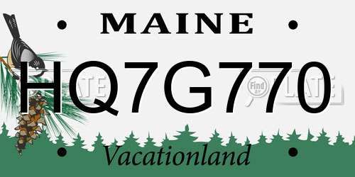 HQ7G770 Maine License Plate