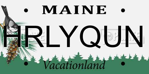 HRLYQUN Maine License Plate