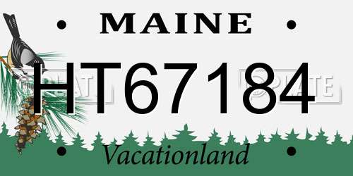 HT67184 Maine License Plate
