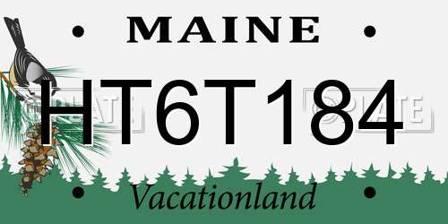 HT6T184 Maine License Plate