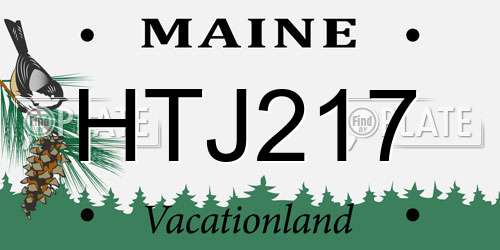 HTJ217 Maine License Plate