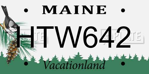 HTW642 Maine License Plate