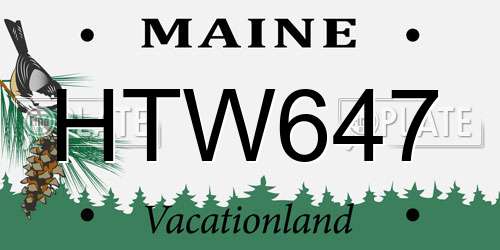 HTW647 Maine License Plate
