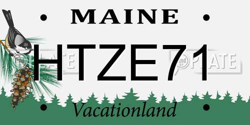 HTZE71 Maine License Plate