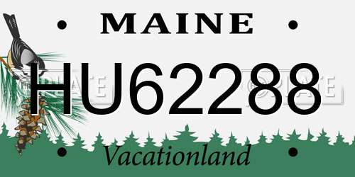 HU62288 Maine License Plate