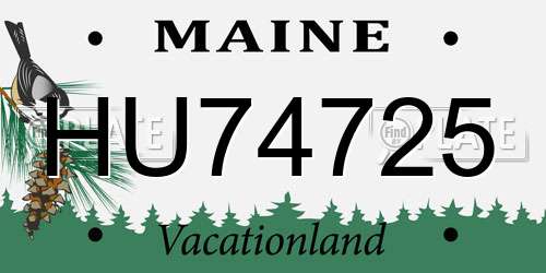 HU74725 Maine License Plate